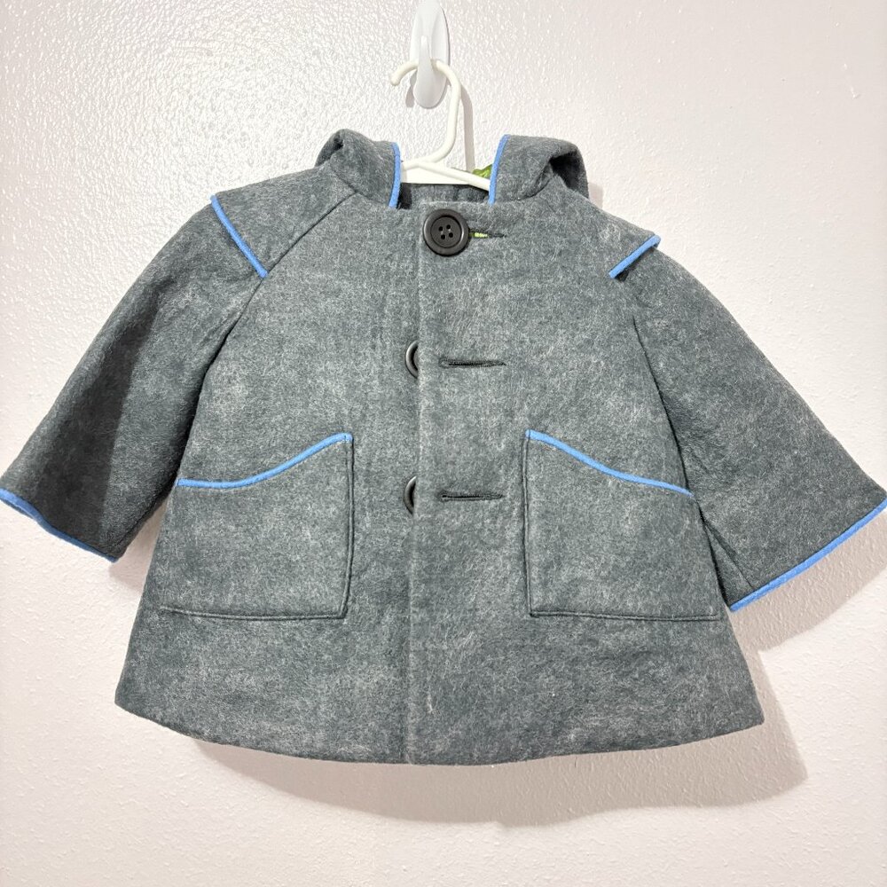Little Goodall Wool Owl Coat Gray Blue HARD TO FIND 12mo